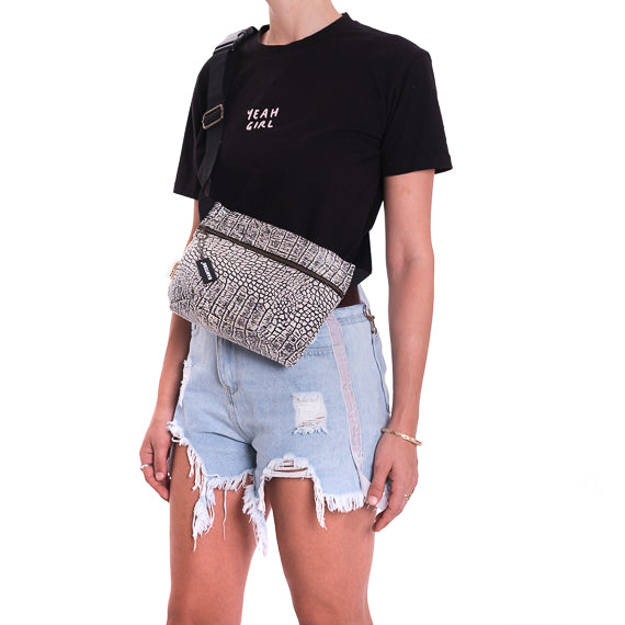 Crocodile print fanny pack