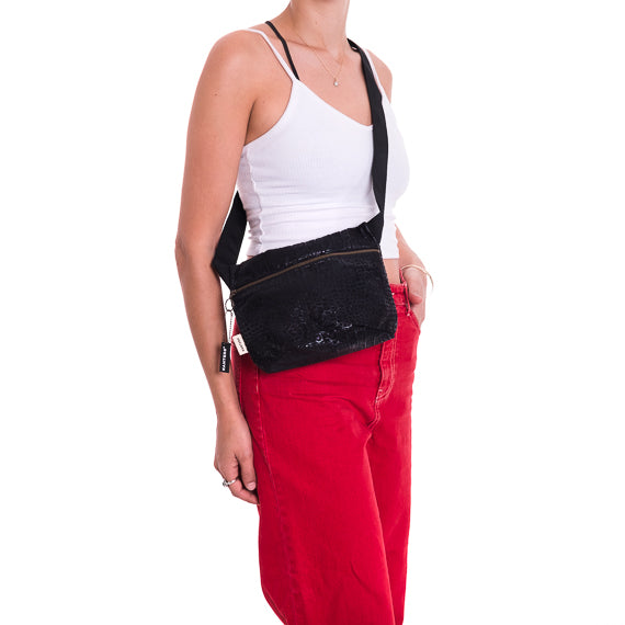 Black Crocodile print fanny pack